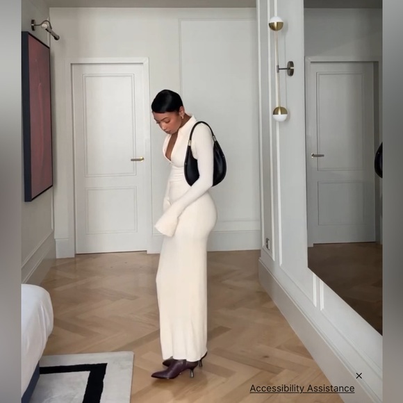 $235 THE LINE by K CANDELA MAXI RIBBED VANILLA CREAM JOAH BROWN REVOLVE SKIMS - Picture 2 of 16